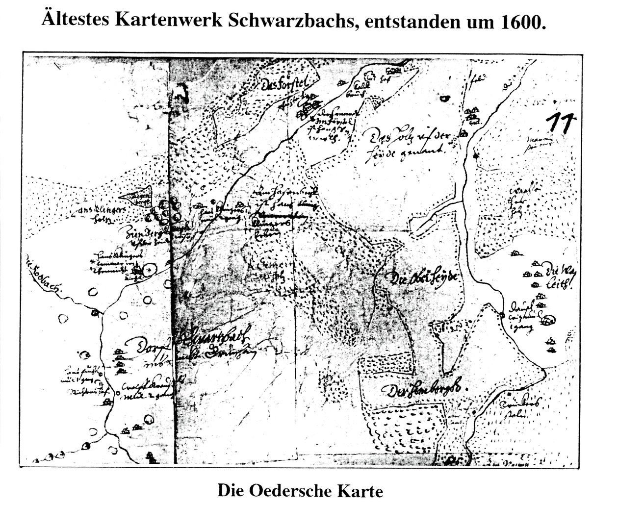 um 1600, erste Kartierung von Schwarzbach/Erzgeb av Matthias Oeder