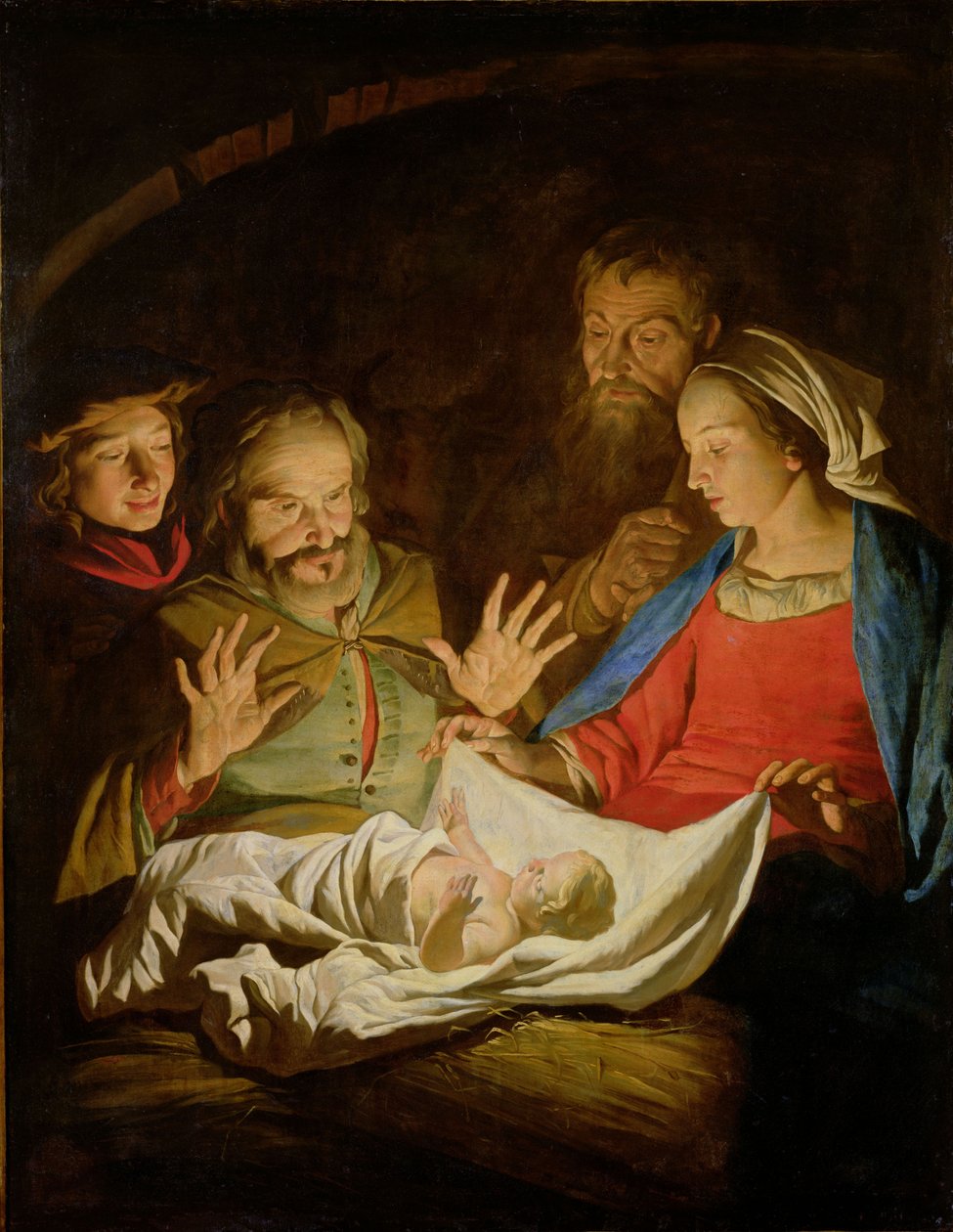 Tillbedjan av herdarna av Matthias Stomer