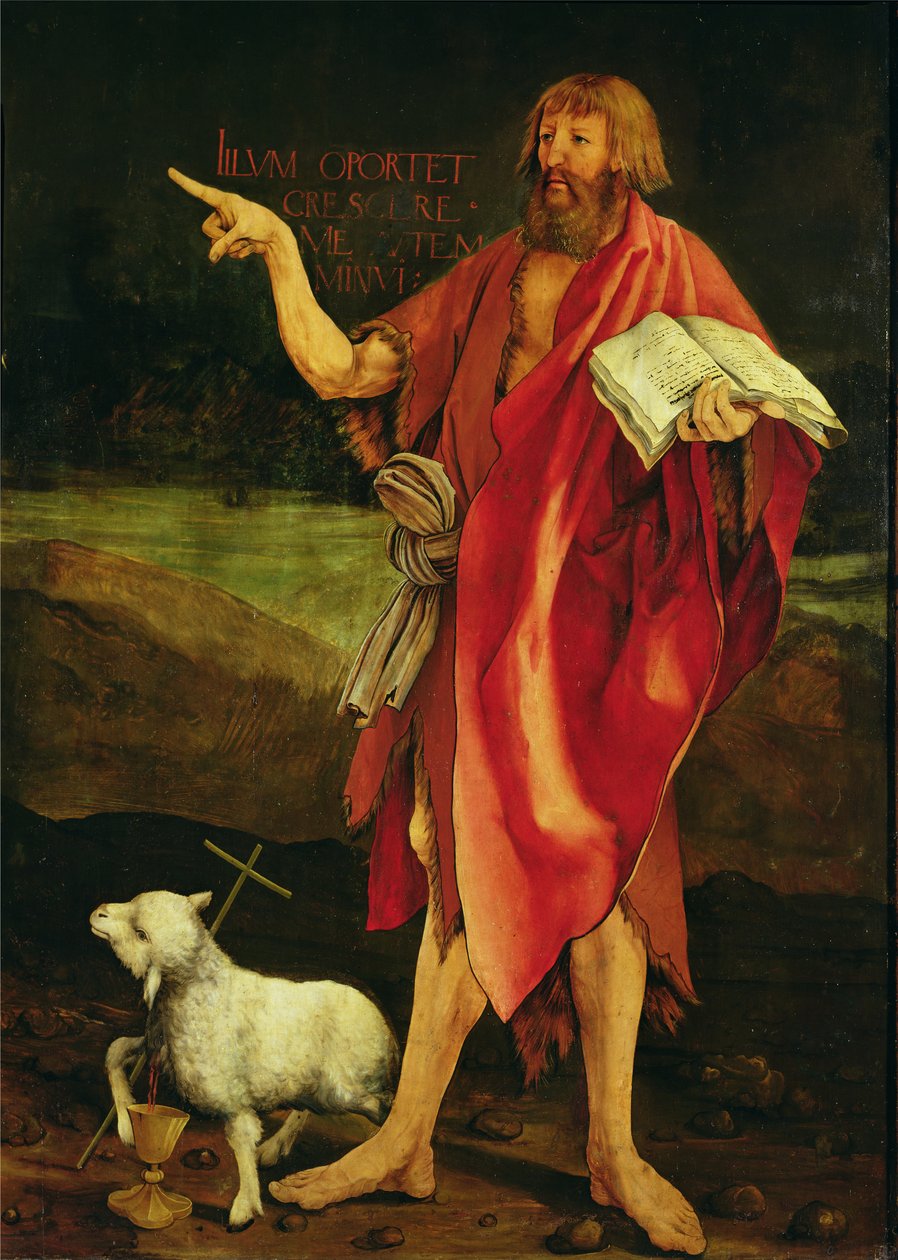 Johannes Döparen från Isenheim-altartavlan, ca 1512-16 (olja på pannå) av Matthias (c.1480-1528) Grunewald