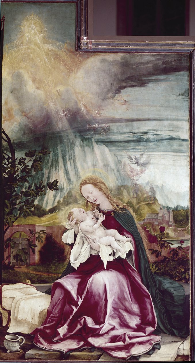 Allegori över Nativiten. Issenheim altartavla (eller Isenheim) - Målning av Matthias Grunewald (ca 1475-1528), olja på trä av Matthias (c.1480 1528) Grunewald