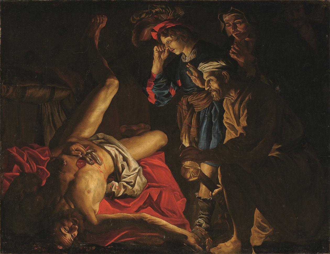 The Death of Cato (olja på duk) av Matthias (c.1600 p.1650) (studio of) Stomer