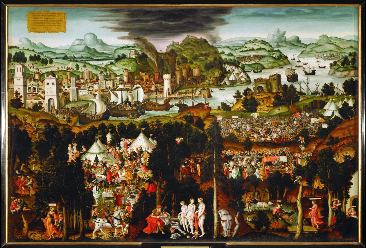 Trojas förintelse och Paris dom... av Matthias Gerung