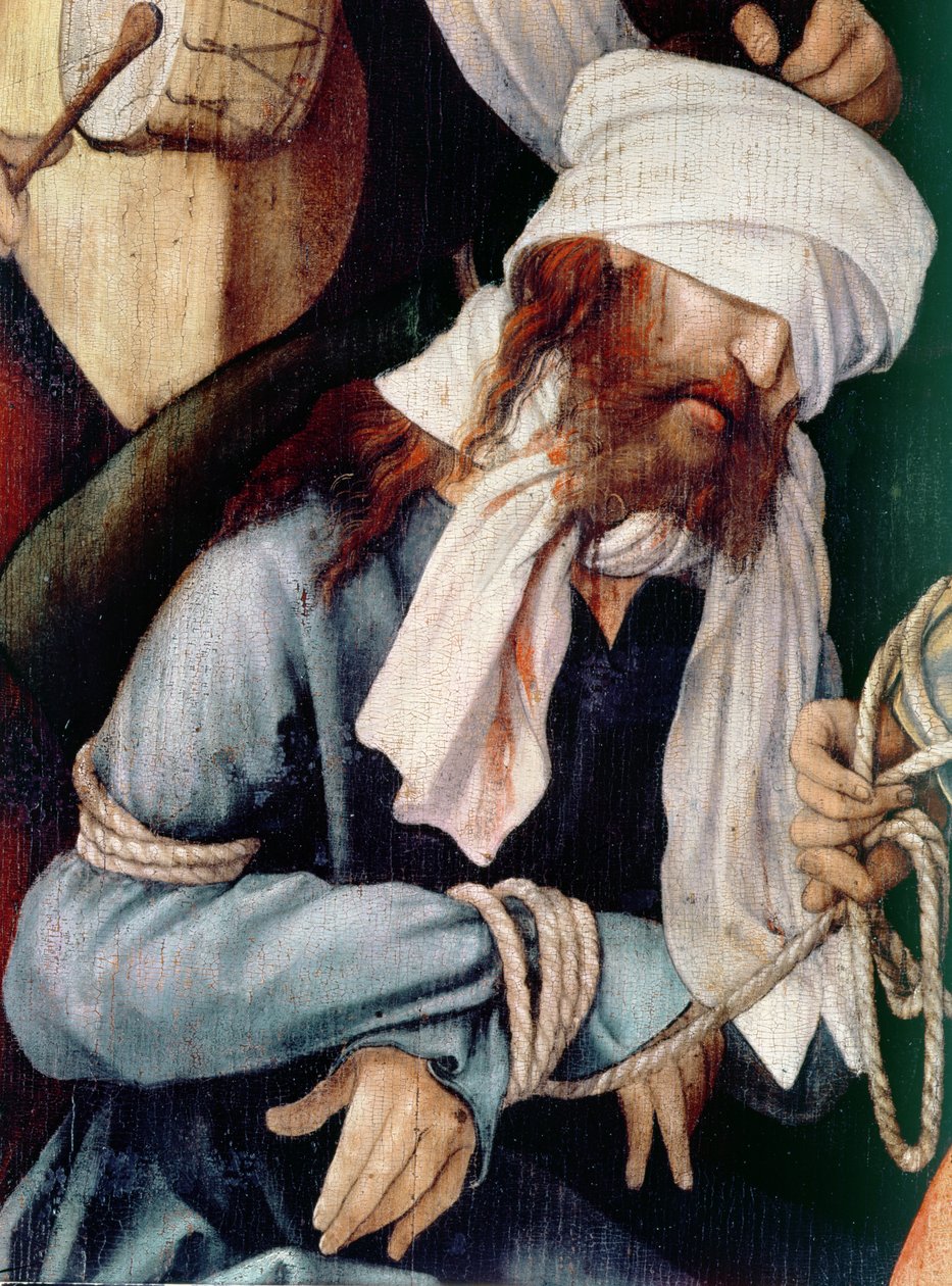 Detalj av Kristi hån olja på duk av Matthias Grünewald