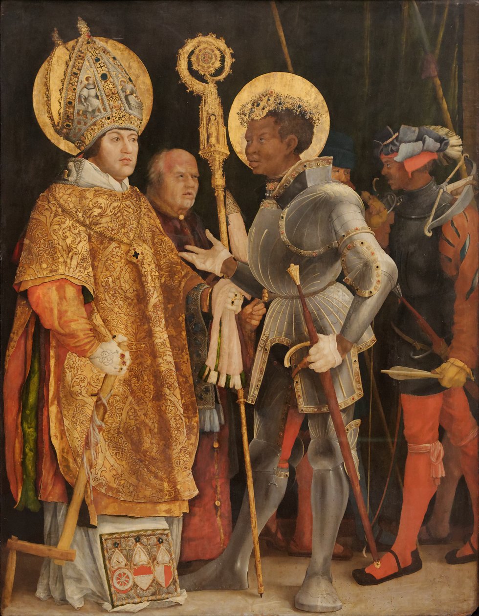 Mötet mellan Sankt Erasmus och Sankt Mauritius av Matthias Grünewald