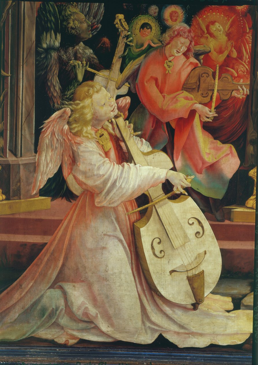 Änglarnas konsert, från Isenheims altartavla, ca 1512-16 olja på paneldetalj från 17670 av Matthias Grünewald
