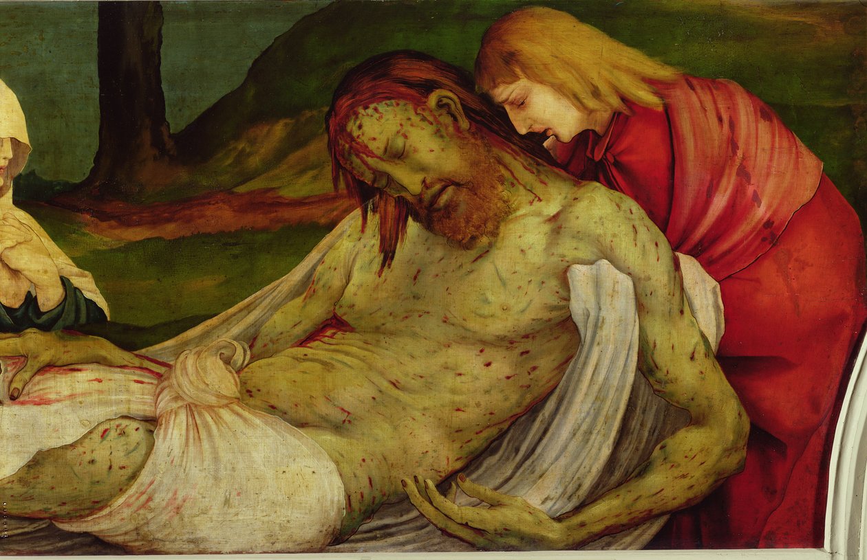 Gravläggningen från Isenheims altartavla, c.1512-16 av Matthias Grünewald