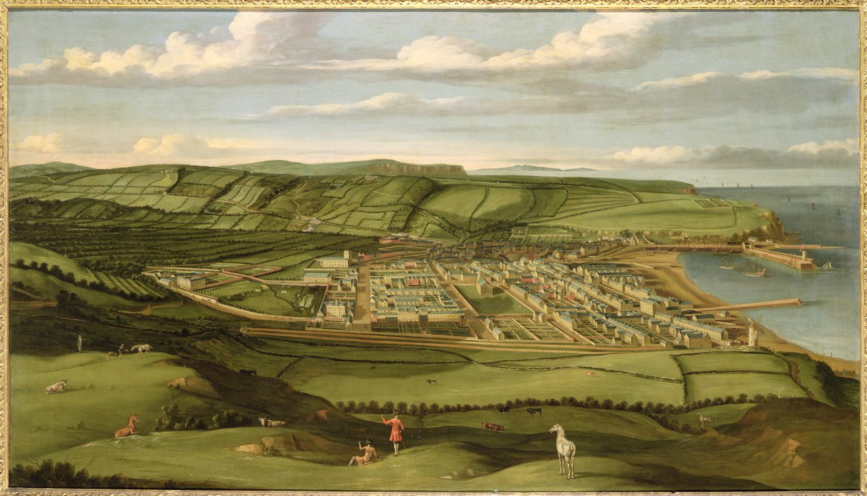 Whitehaven, Cumbria, visar Flatt Hall, ca 1730-35 (olja på duk) av Matthias Read