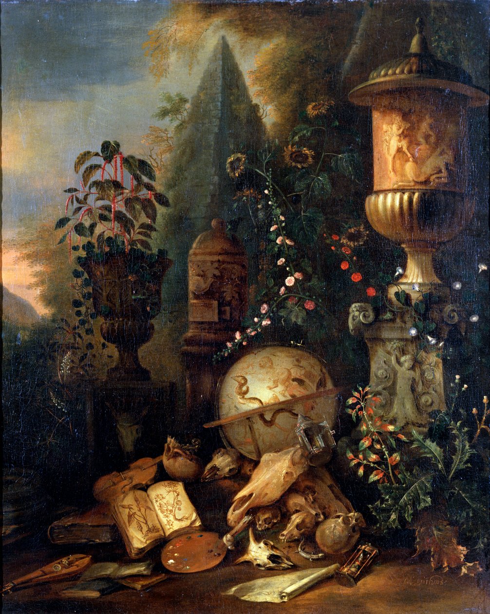 Vanitas. Stilleben med vas, 1600- eller tidigt 1700-tal av Matthias Withoos