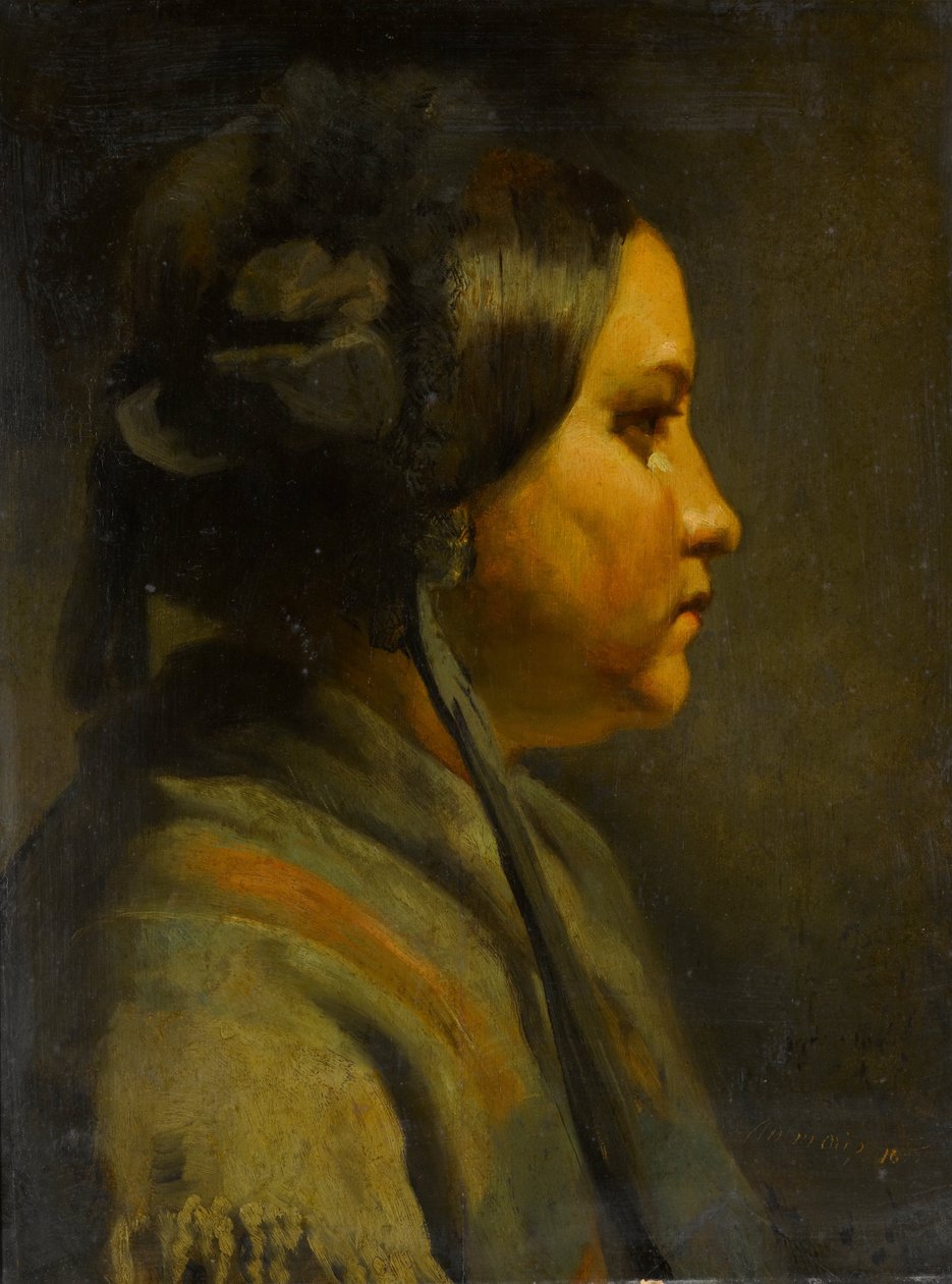 Study of the head of a young woman in profile av Matthijs Maris
