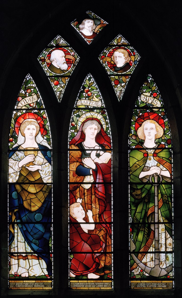 Målarfönstret; Faith, Hope & Charity, St Machars Cathedral, 1873 av Matthijs Maris