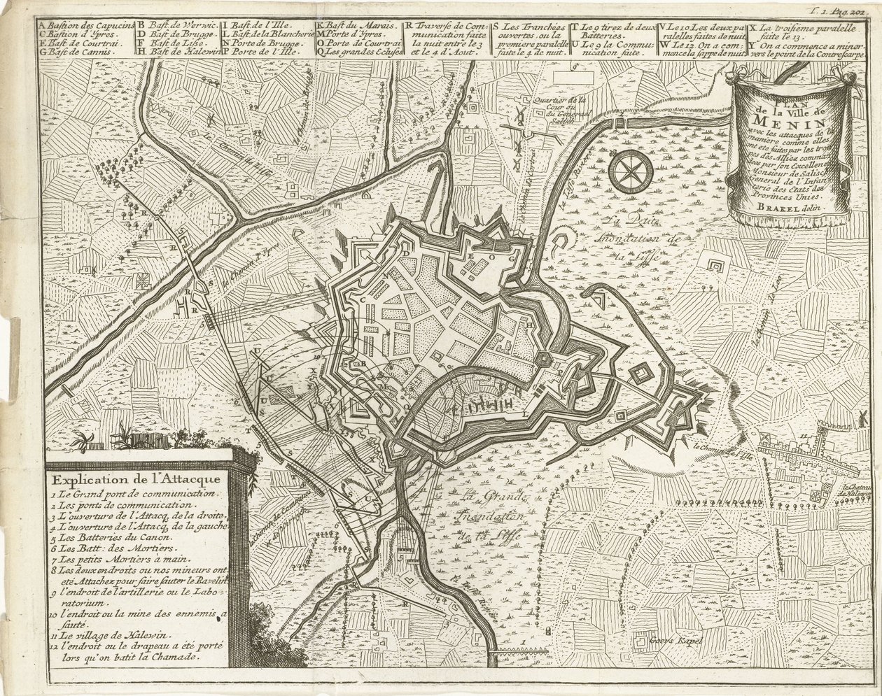 Belägring av Menin, 1706 Plan de la Ville de Menin (...) (titel på objekt) av Matthijs Pool (possibly)