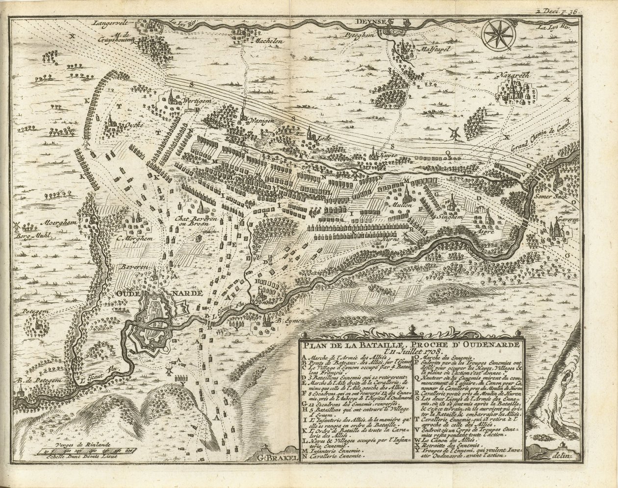 Slaget vid Oudenaarden, 1708 Plan de la Bataille, proche d