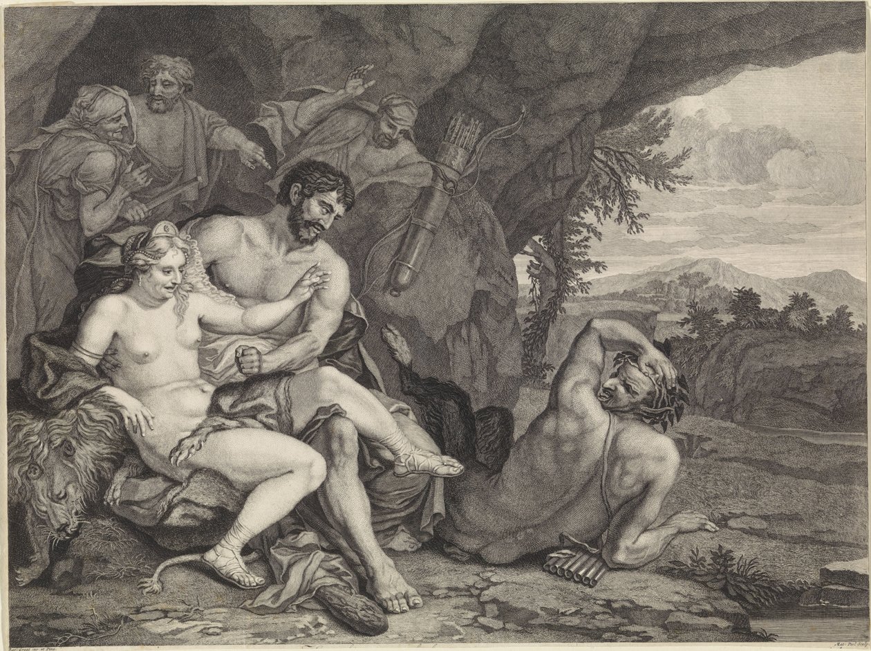 Landskap med Hercules och Omphale av Matthijs Pool