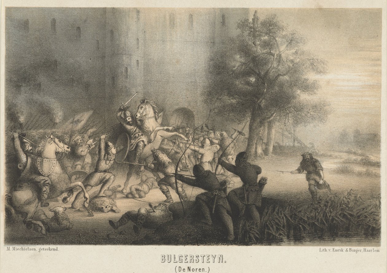 Bulgersteyn belägrad av normanderna, ca 810 Bulgersteyn (Norrmännen) (titel på objekt) av Matthijs Willem Gerardus Michielsen