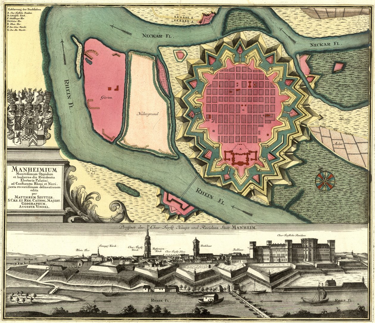 Förutse kurfursten. Huvudkontor och bostad istället för Mannheim av Georg Matthäus Seutter