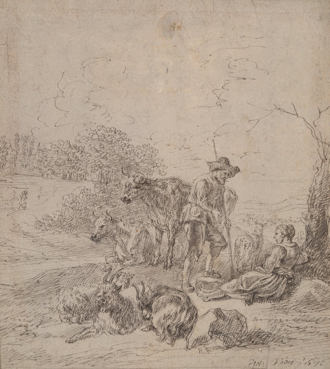 Pastoral scen av Matthys van den Bergh