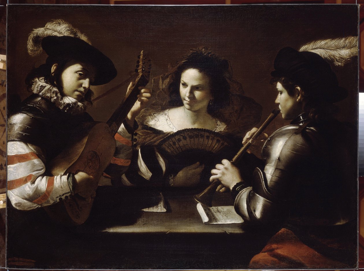 Konsert. Målning av Mattia Preti (1613-1699), olja på duk, ca 1630. Italiensk konst av Mattia Preti