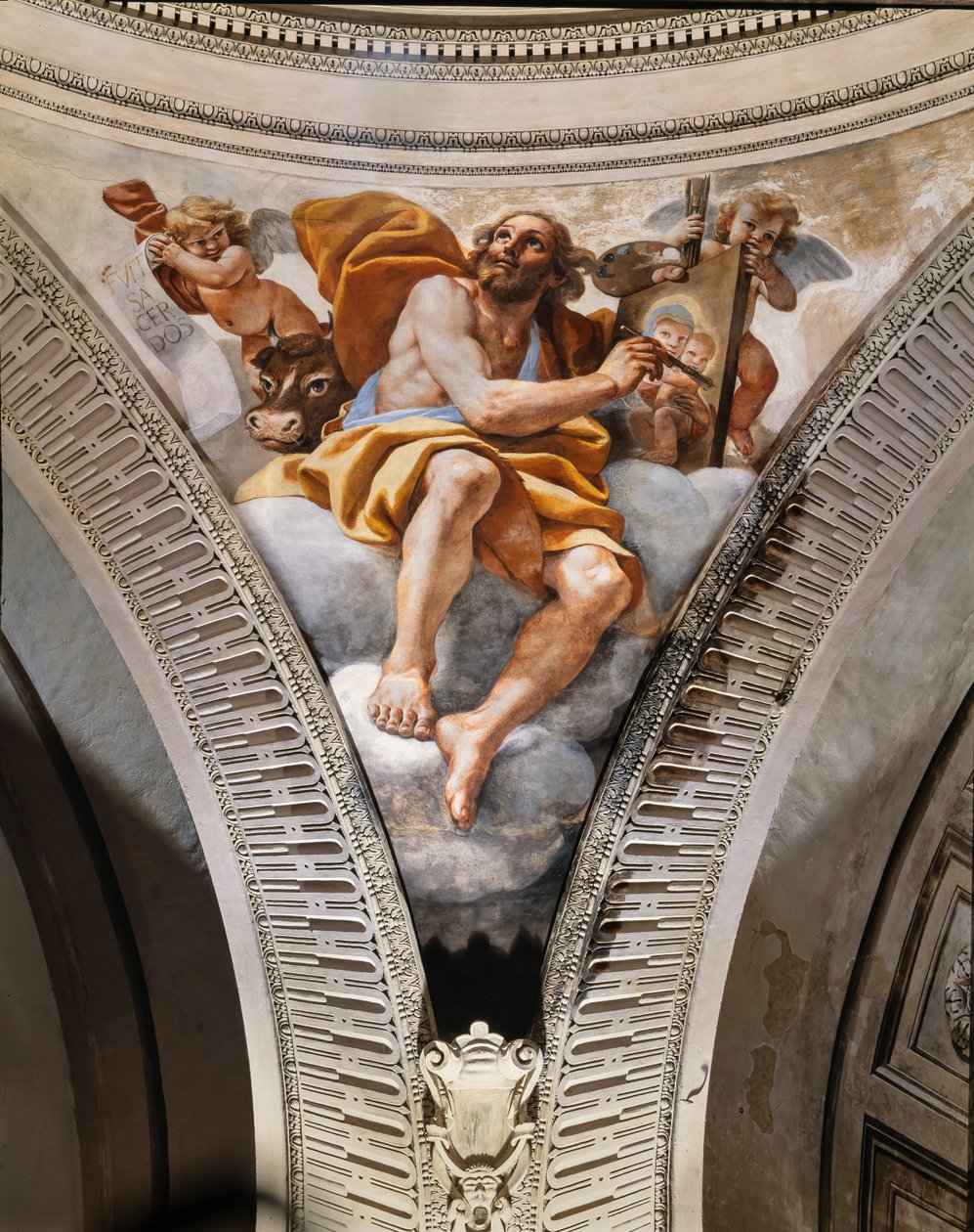 Sankt Lukas evangelisten av Mattia (1613 99) Preti