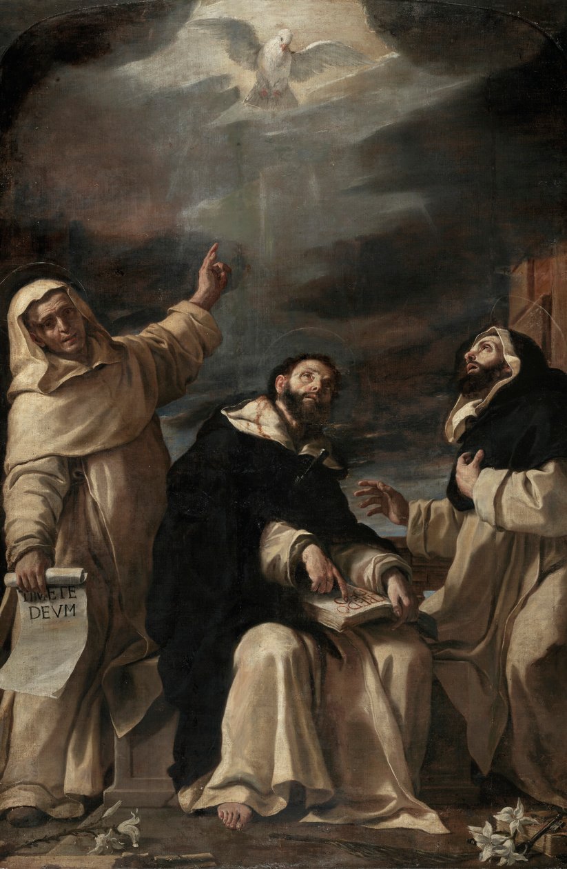De heliga Vincent Ferrer, Peter Martyr och Raymond av Peñafort av Mattia Preti