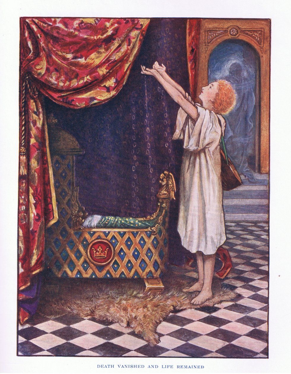 Döden försvann och livet återstod, illustration från Lady And Fairy Tales, 1914 av Maud Tindal Atkinson