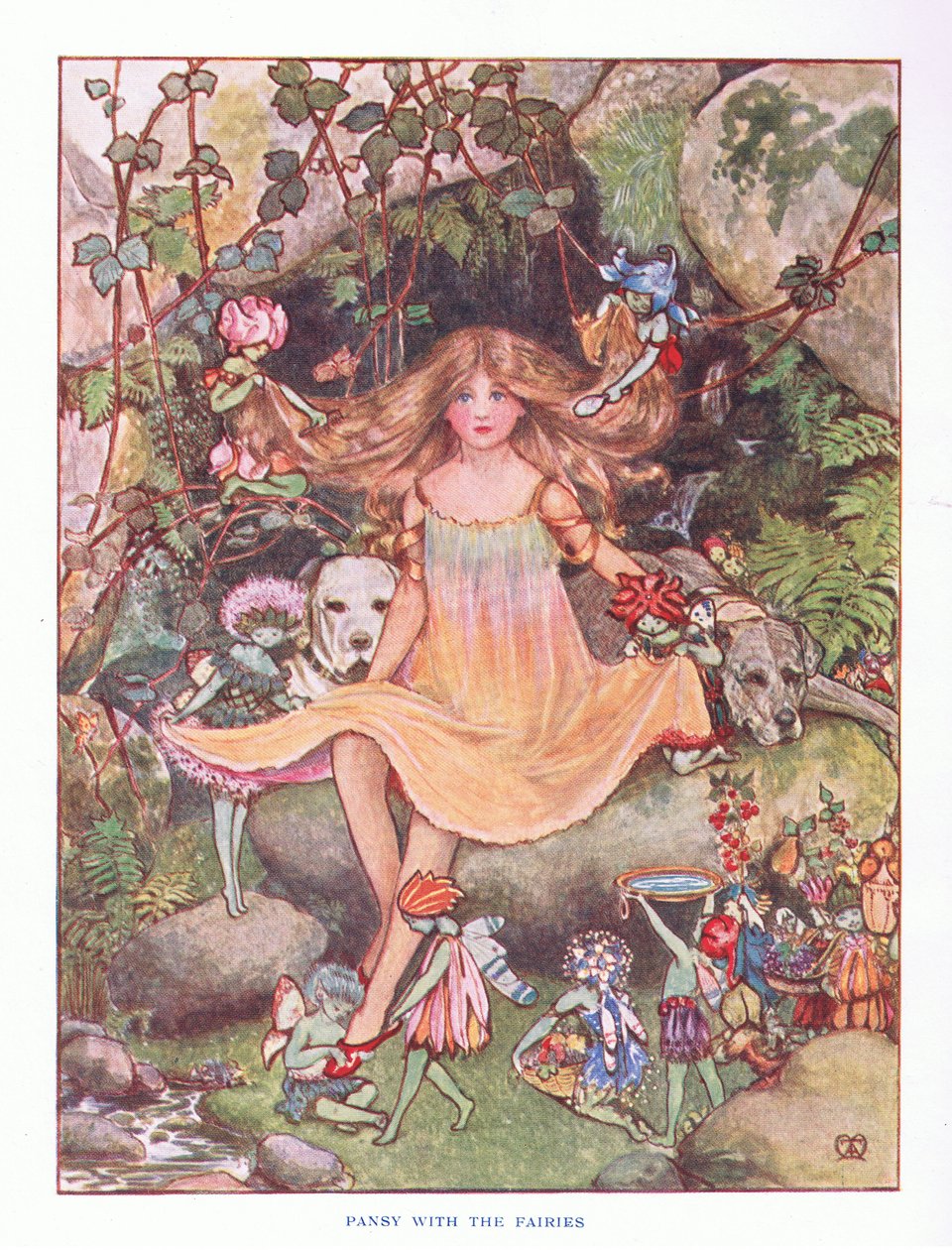 Pensé med älvorna, illustration från Lady Anns Fairy Tales, 1914 av Maud Tindal Atkinson