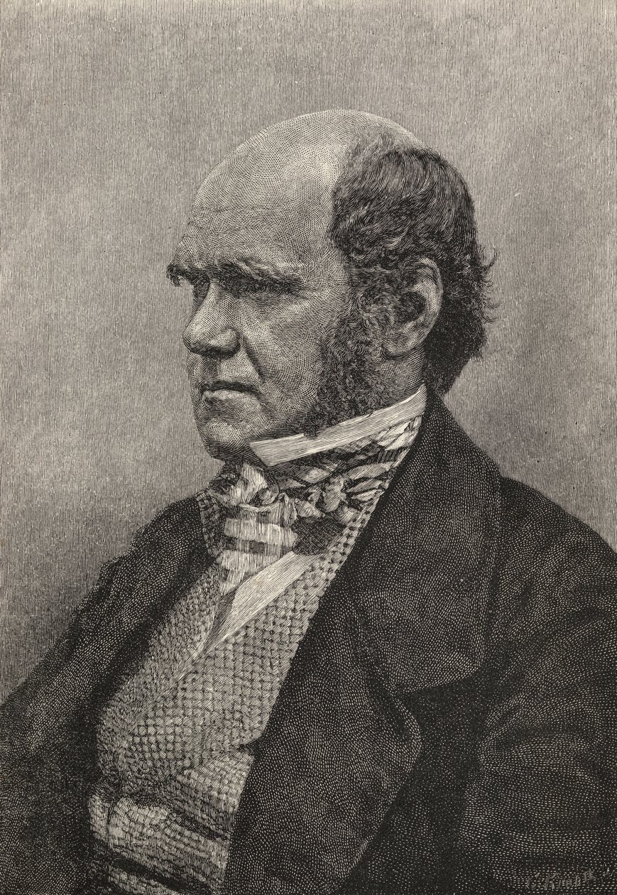 Charles Darwin vid 45 års ålder, illustration från "The Life and Letters of Charles Darwin", Volume I, publicerad 1887. av Maull and Fox