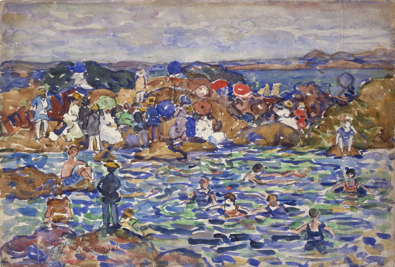 Vid stranden, St. Malo nr 1, c.1907 av Maurice Brazil Prendergast