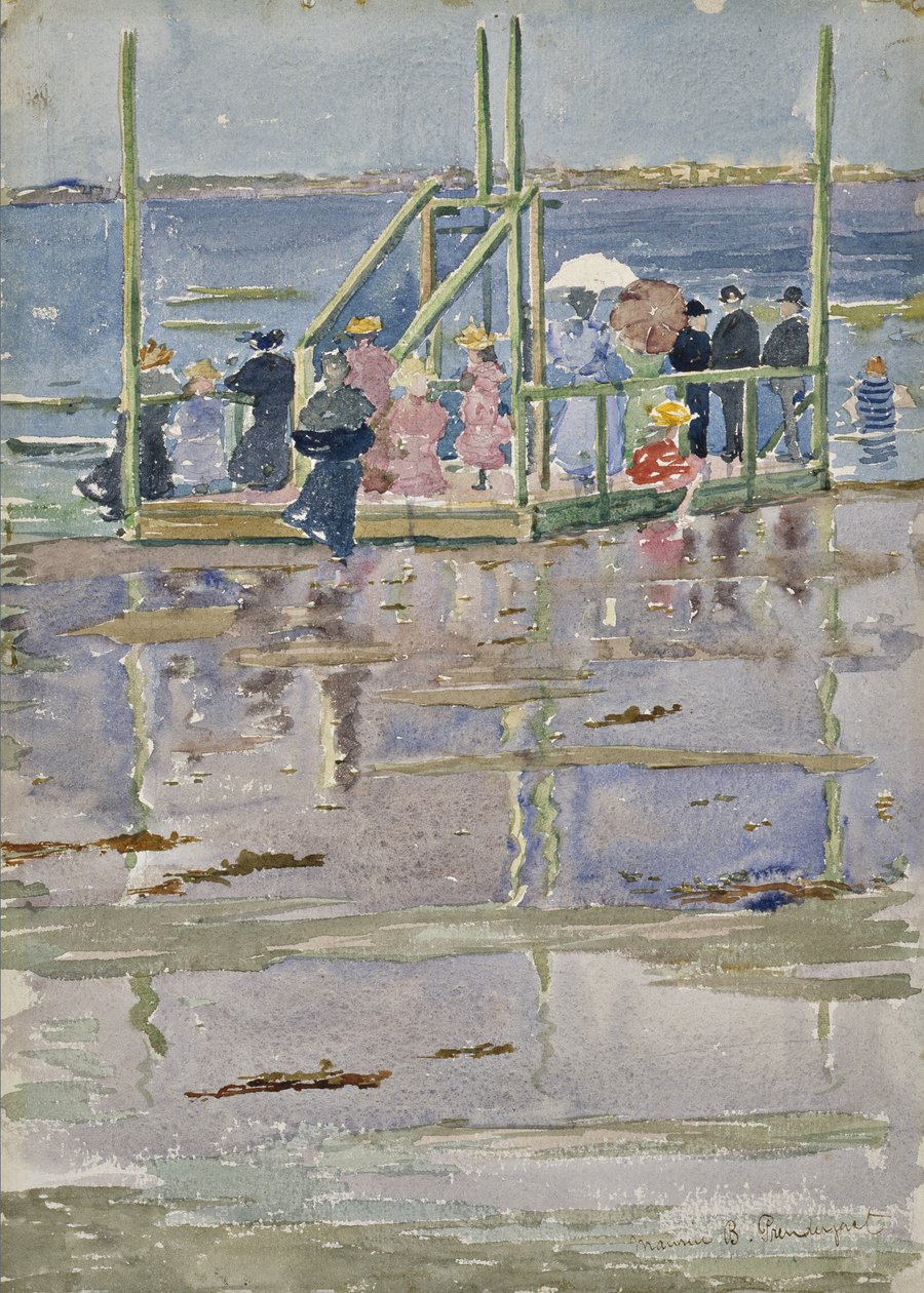 Flyd ved lavvande, Revere Beach, ca. 1896-1897 (wc & grafit på vævet papir) svensk av Maurice Brazil Prendergast