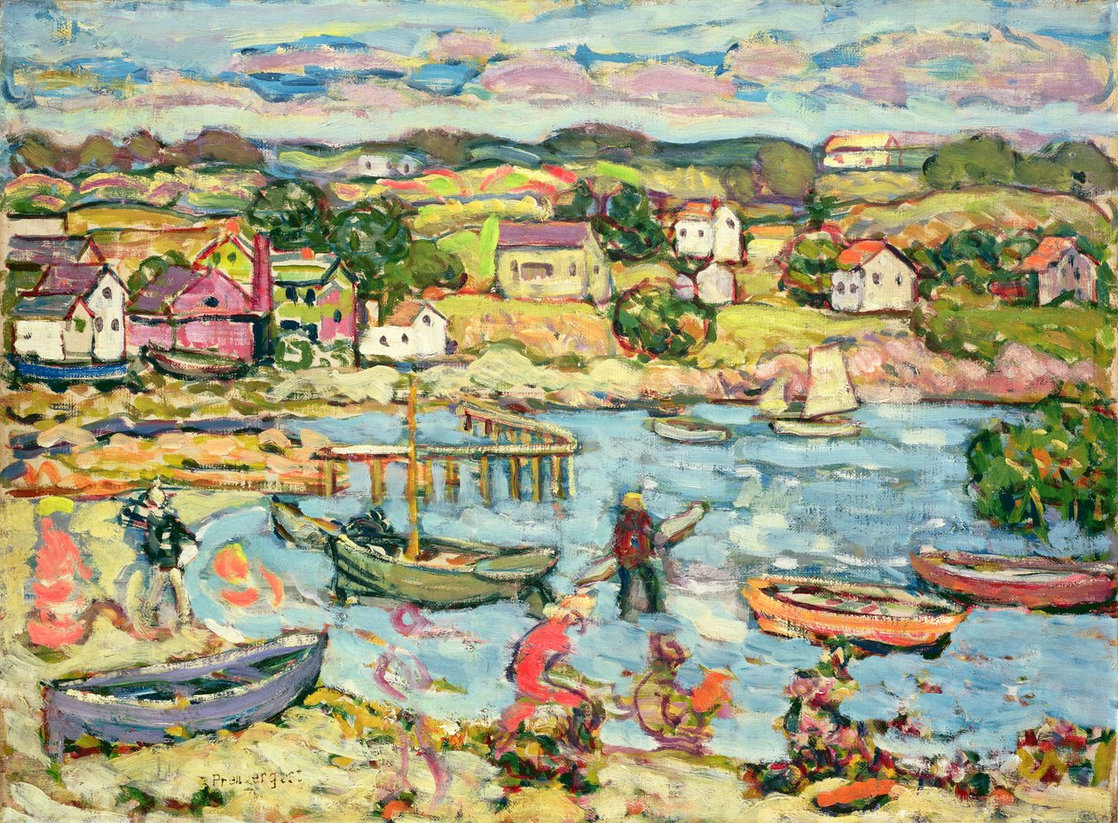 Landskap med roddbåtar 1916-18 av Maurice Brazil Prendergast