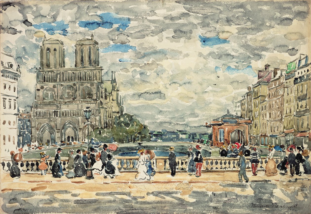 Notre Dame (wc & gouache over graphite on paper) av Maurice Brazil Prendergast