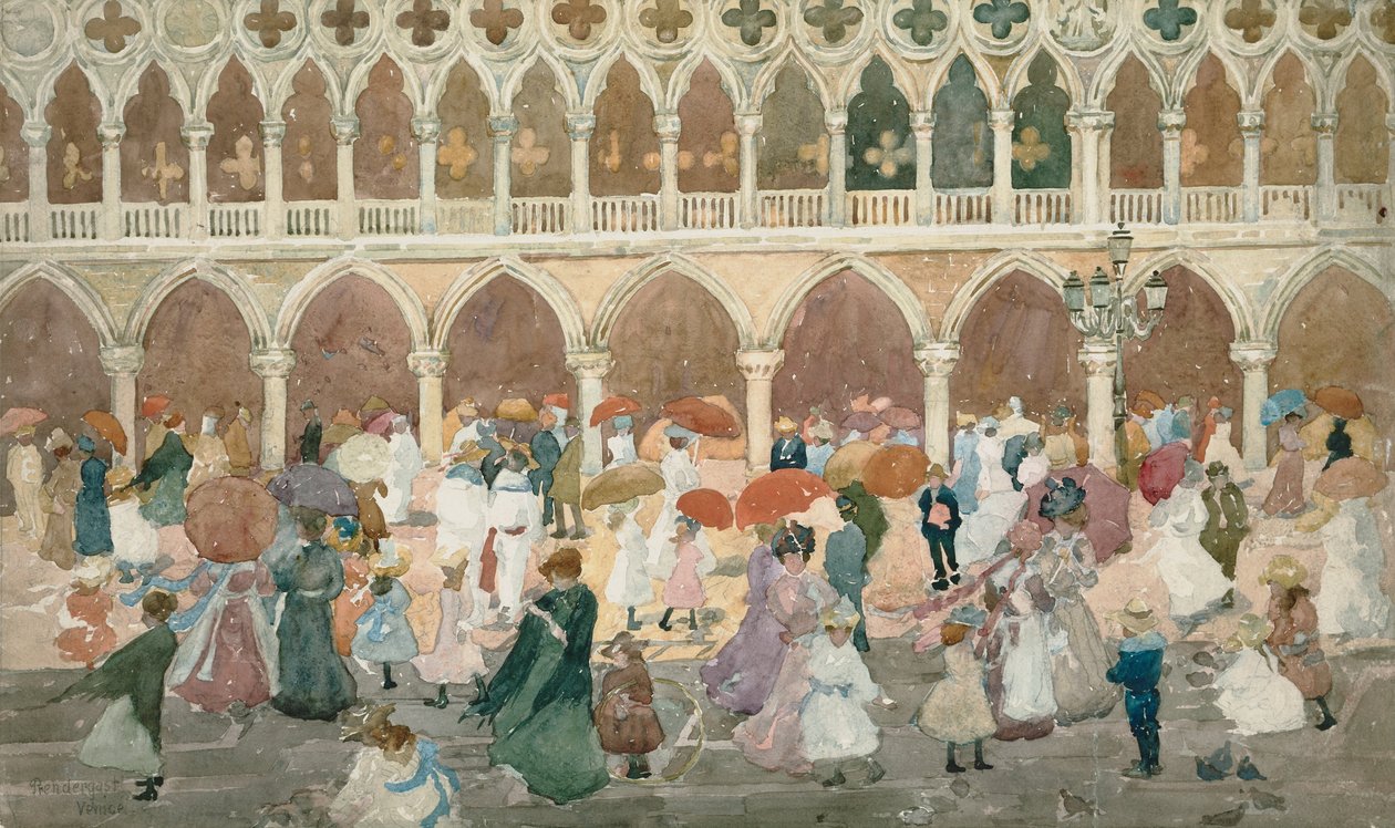 Sunlight on the Piazzetta av Maurice Brazil Prendergast