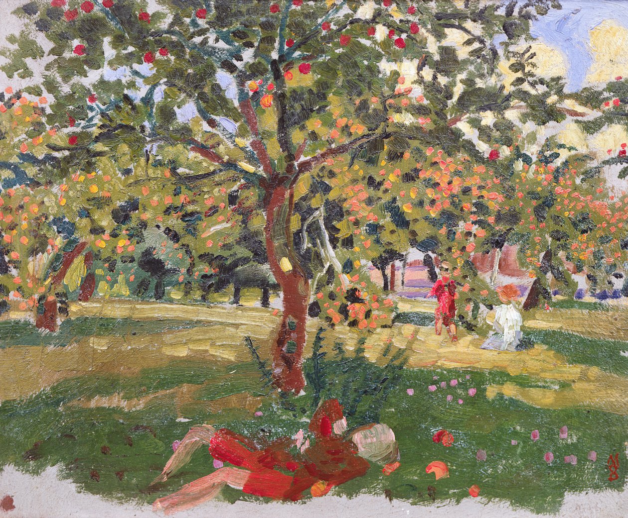 Ett barn som sover under ett äppelträd, 1903 av Maurice Denis
