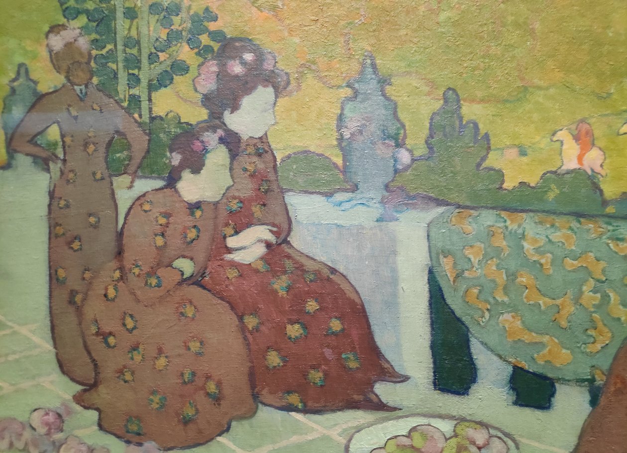 Kvinnor som sitter på terrassen säger också septemberkväll av Maurice Denis