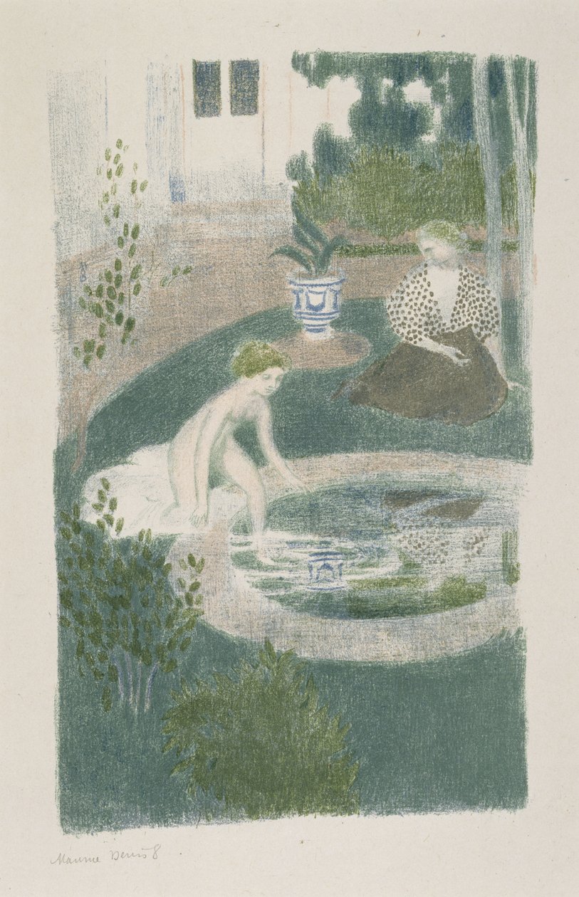 Reflektion i fontänen, 1897 (litografi i färger) av Maurice Denis