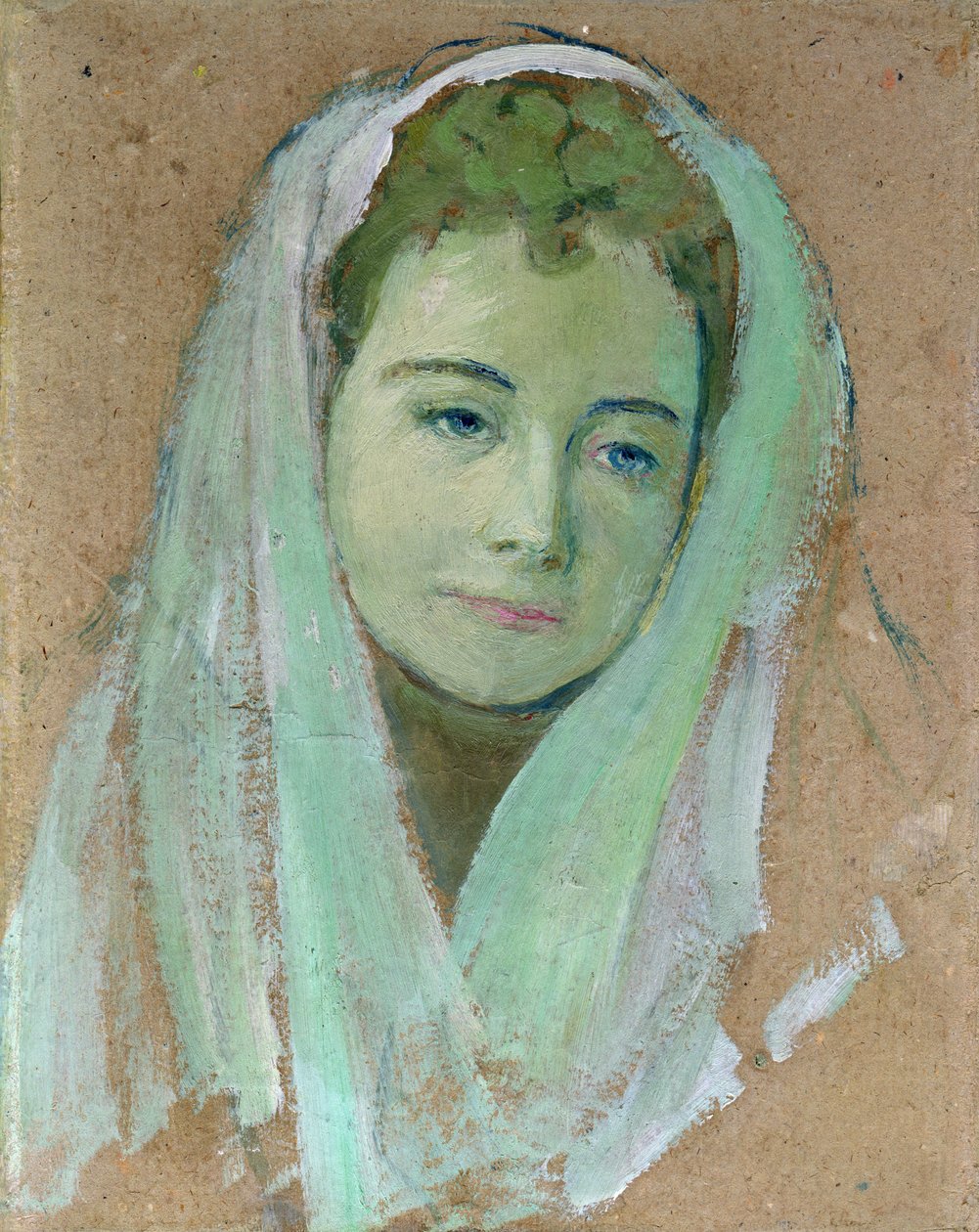 Marthe med en vit slöja, 1891 (olja på kort) av Maurice Denis
