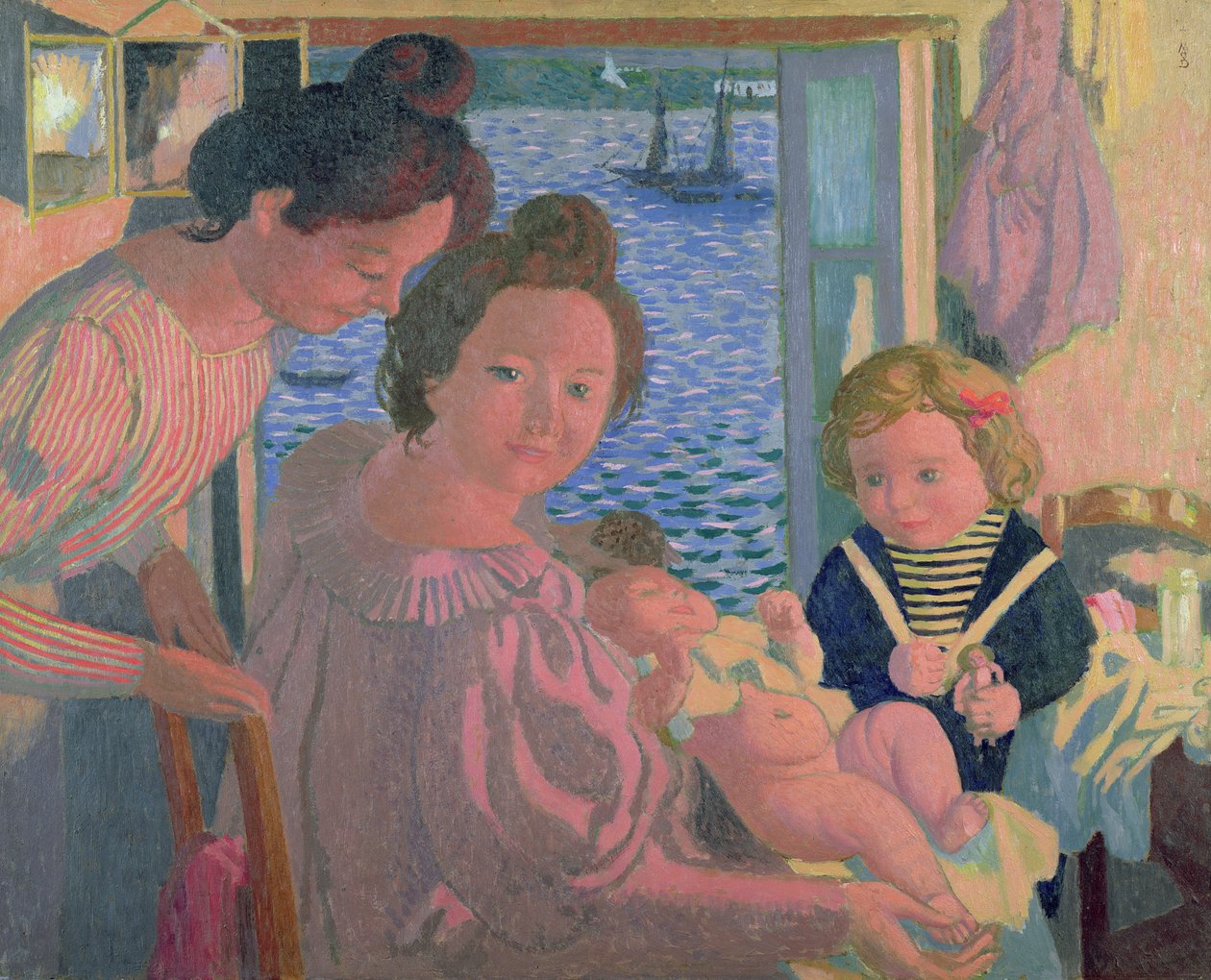 Maternity at Pouldu, Evening, c.1899 (olja på kartong) av Maurice Denis