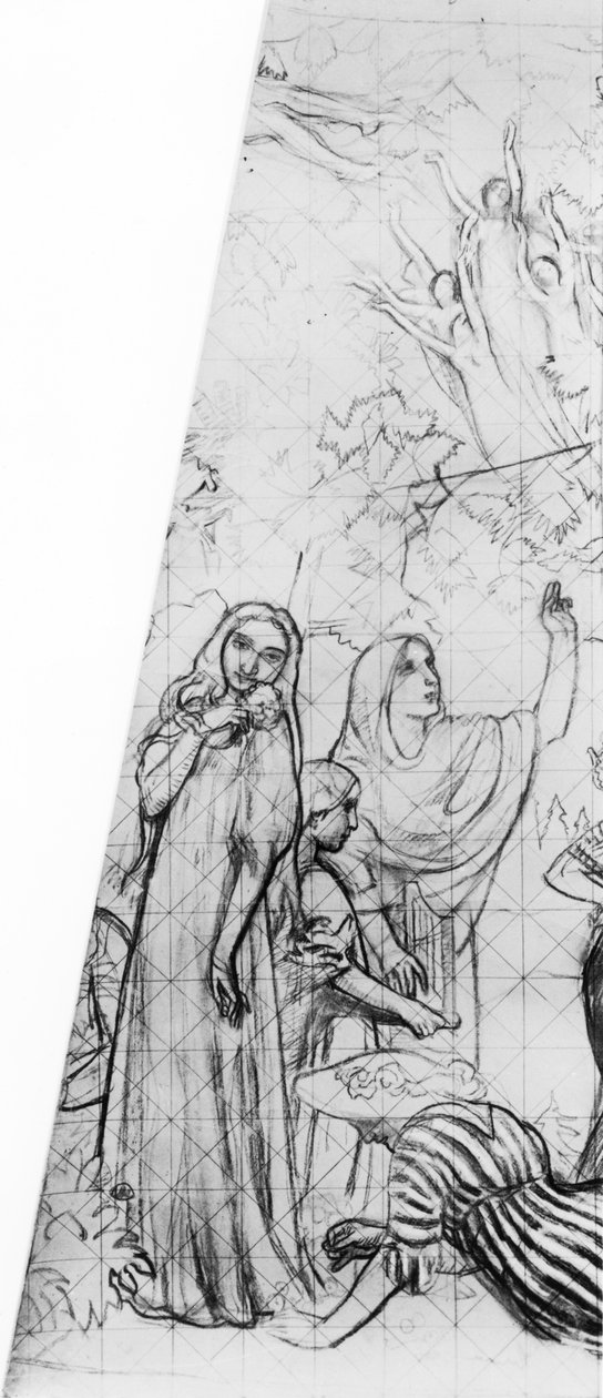 Melisande, detalj från en design för taket på Theatre des Champs-Elysees, Paris, 1912 (kol och krita på papper) av Maurice Denis