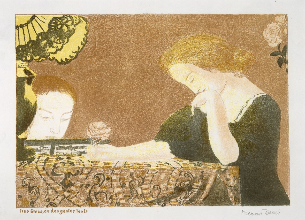 Våra själar, i långsamma rörelser, 1892-99 (färglitografi på papper) av Maurice Denis