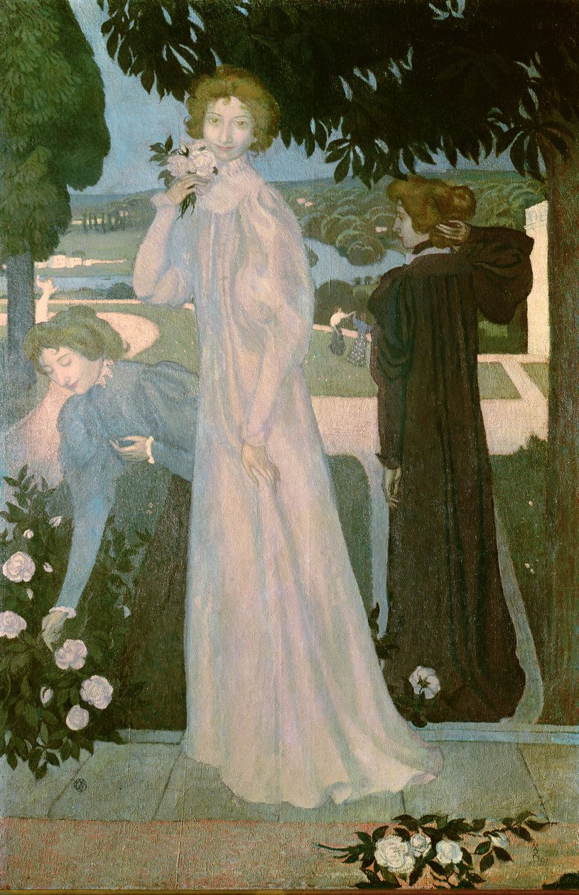 Porträtt av Mademoiselle Yvonne Lerolle i tre poser, 1897 av Maurice Denis