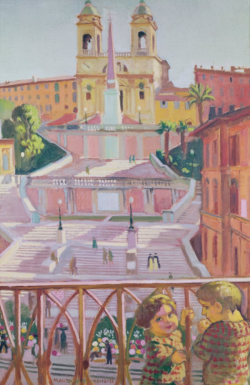 Spanska trappan och kyrkan Trinità dei Monti, Rom, 1928 av Maurice Denis