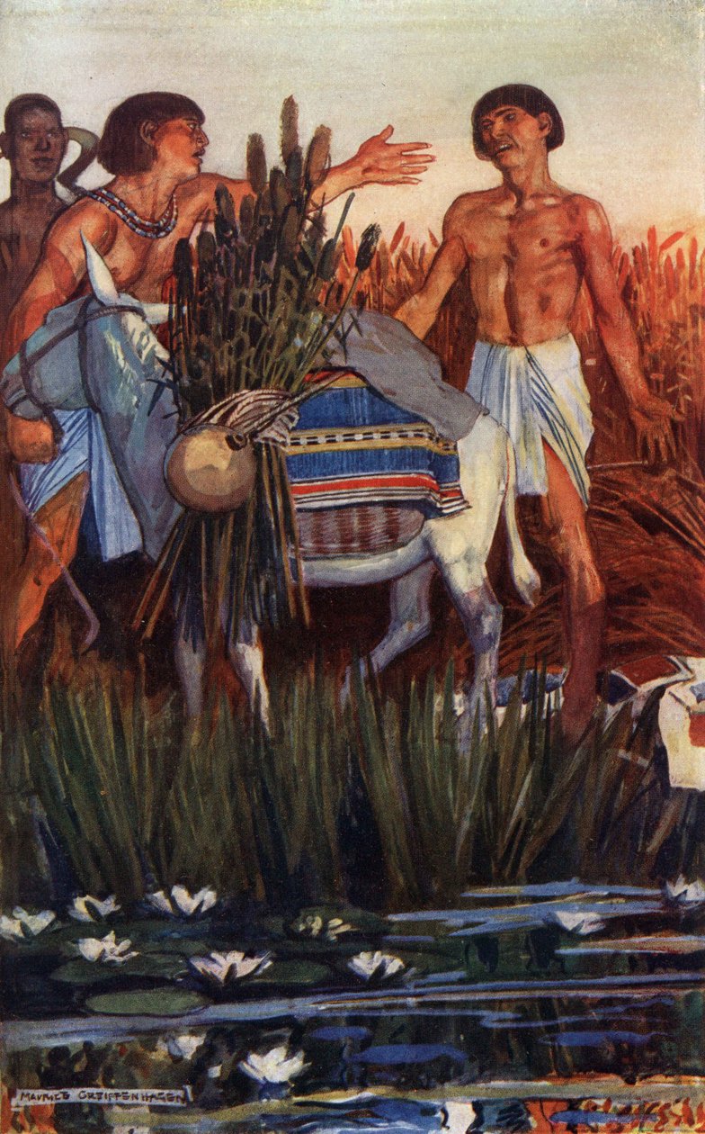 Bonden plundrar bonden, illustration från "Egyptian Myth and Legend", utgiven av Gresham Publishing, Co. av Maurice Greiffenhagen