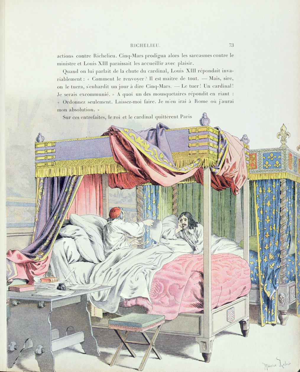 Armand-Jean du Plessis, kardinal Richelieu (1585-1642) och Louis XIII (1601-1643), illustration från Richelieus liv av Theodore Camu, 1910 av Maurice Leloir
