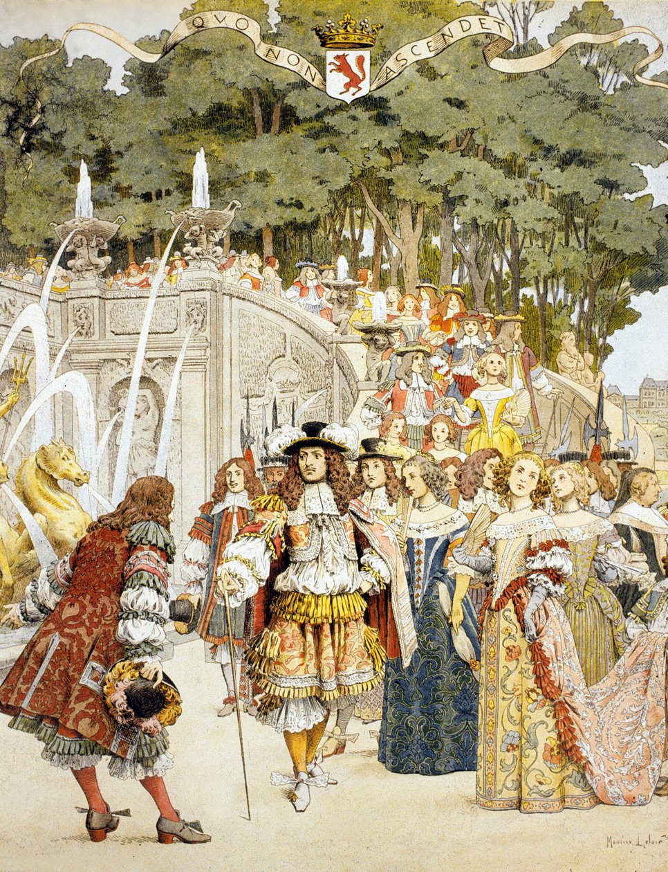 Nicolas Fouquet tar emot kung Ludvig XIV på Chateau de Vaux Le Vicomte, Frankrike, 17 augusti 17 1661 (wc på papper) av Maurice Leloir