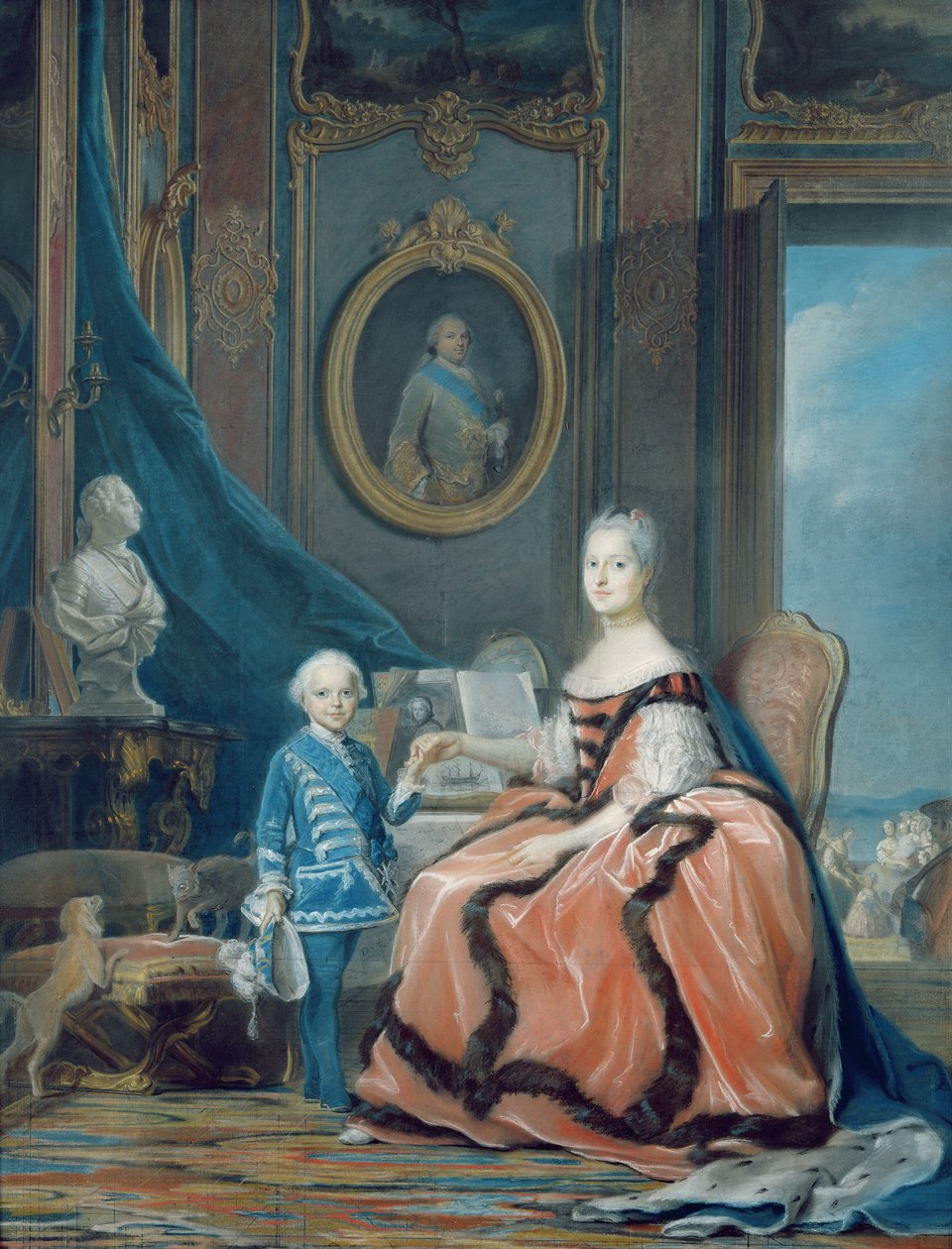 Porträtt av Marie-Josephe de Saxe (1731-67) Dauphine av Frankrike och hennes son Louis Joseph Xavier de France (1751-61) hertig av Bourgogne, ca 1760-61 (pastell) av Maurice Quentin de La Tour