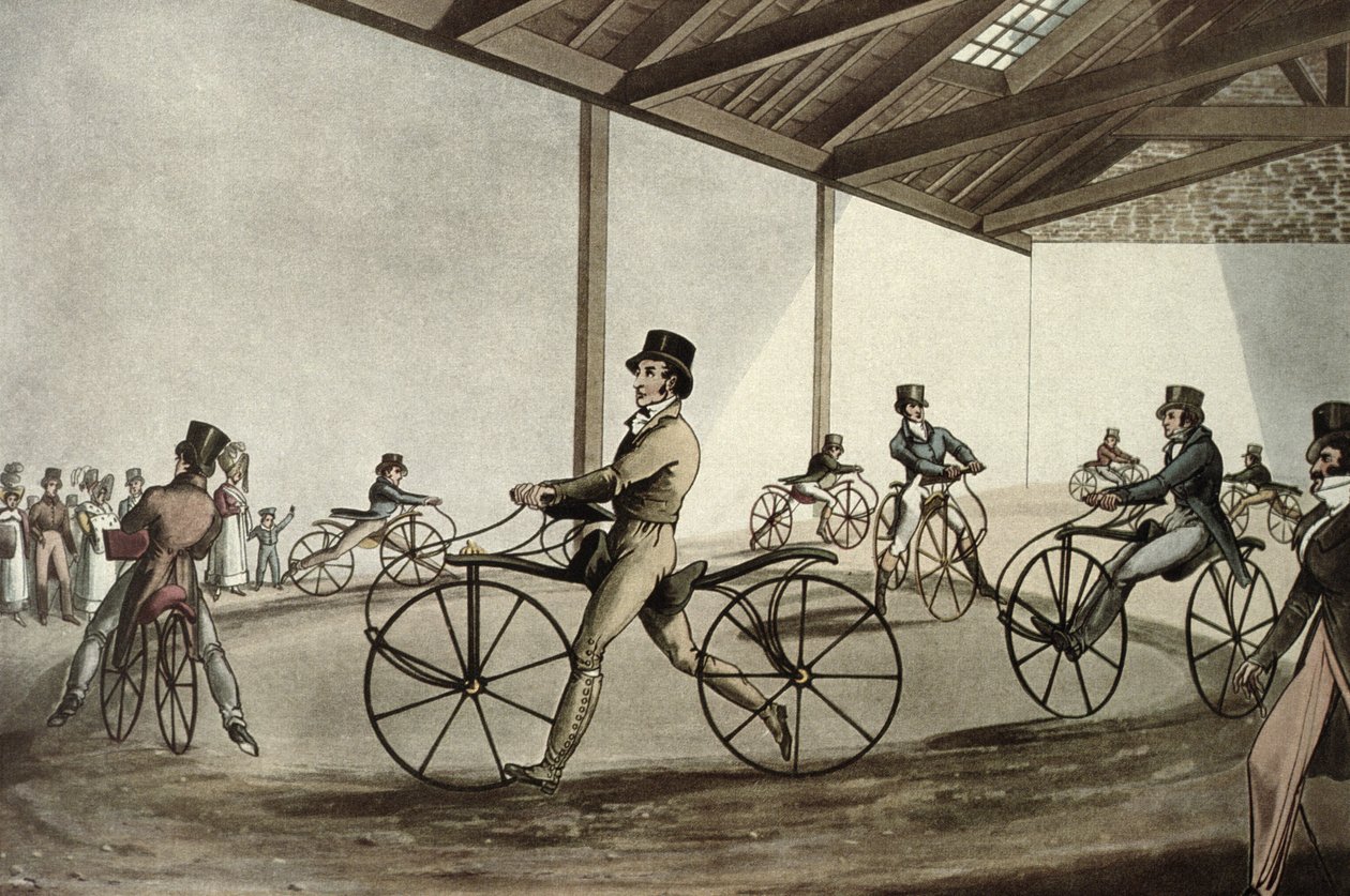 Pedestrian Curricle patenterad av Dennis Johnson, ca 1819 av Maurice Rousseau
