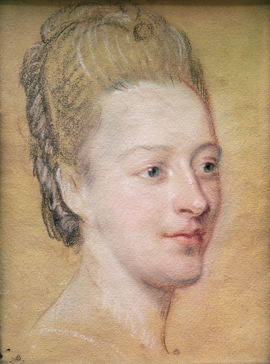 Porträtt av Isabelle de Charriere (1740-1805) Belle de Zuylen, 1766 (pastell på papper) av Maurice Quentin de La Tour