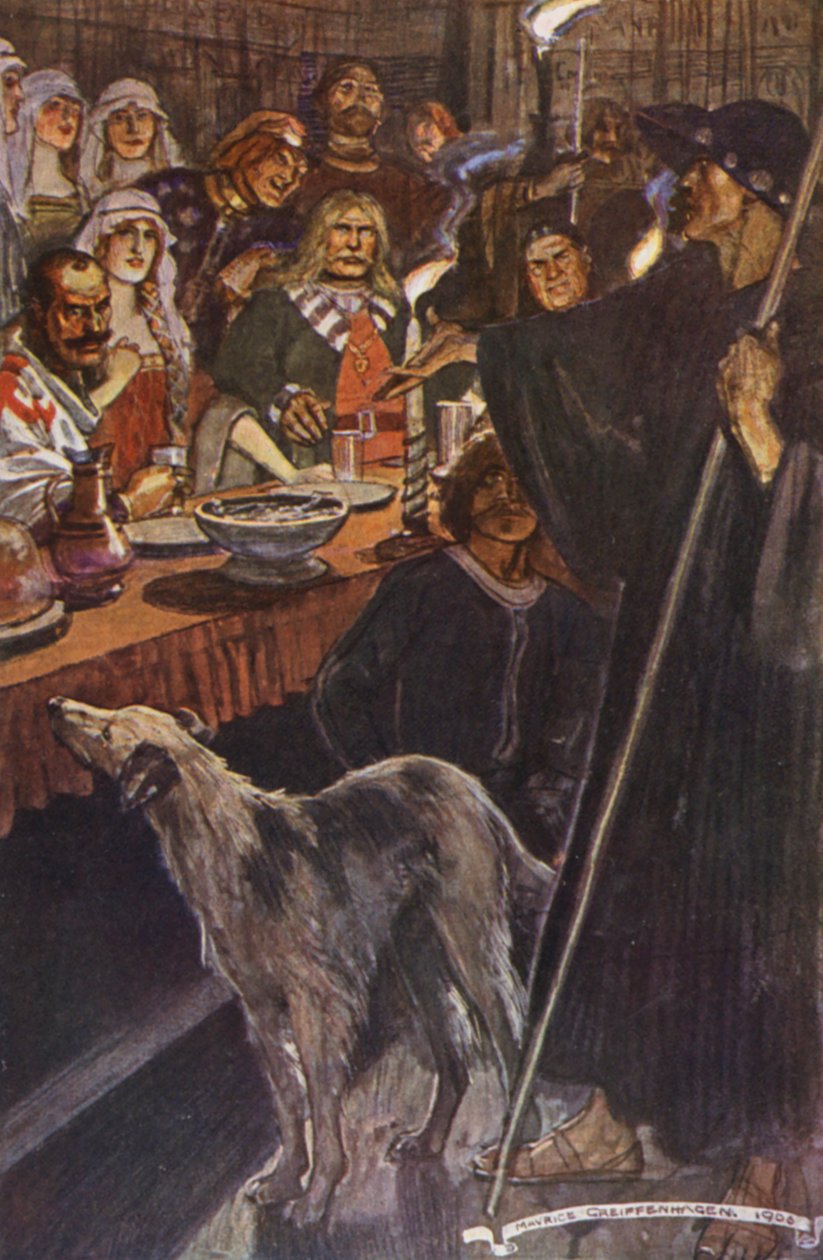 Illustration till Ivanhoe av Sir Walter Scott (färglitografi) av Maurice (after) Greiffenhagen