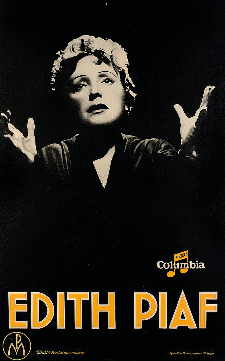 Affisch föreställande "Edith Piaf", ca 1920 (litografi) av Maurice (after) Seymour