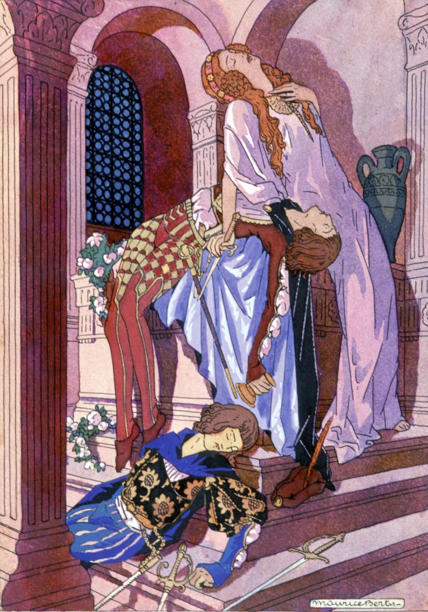 Romeo och Julias död, ca. 1930 (illustration) av Maurice Berty