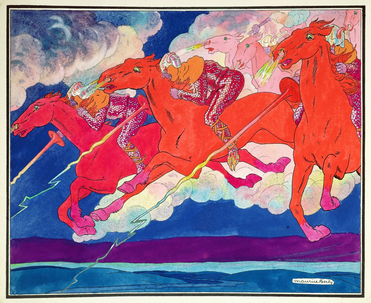 The Legions of Attila Descending from Heaven, c.1920 (akvarell på papper) av Maurice Berty